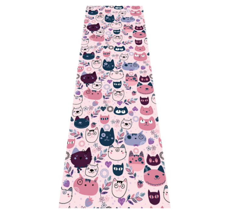 卧室乙烯基地毯粉色猫咪时尚图案 - TenStickers