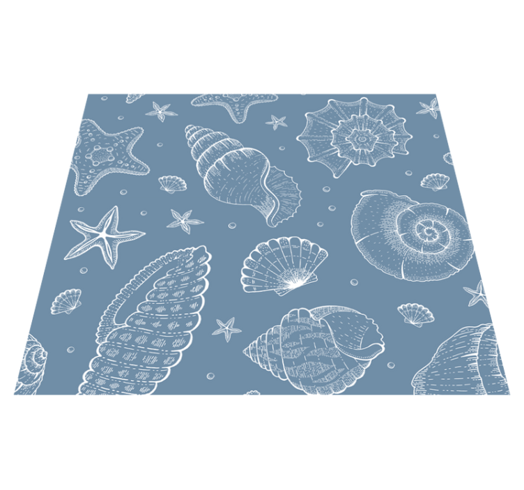 卧室乙烯基地毯展现海洋生物与贝壳 - TenStickers