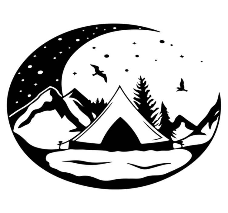 乙烯基地毯特性在山与月夜下的表现 - TenStickers