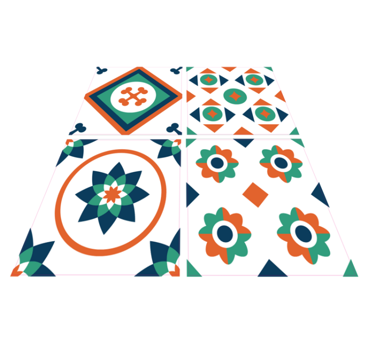 乙烯基地毯几何几何瓷砖 - TenStickers