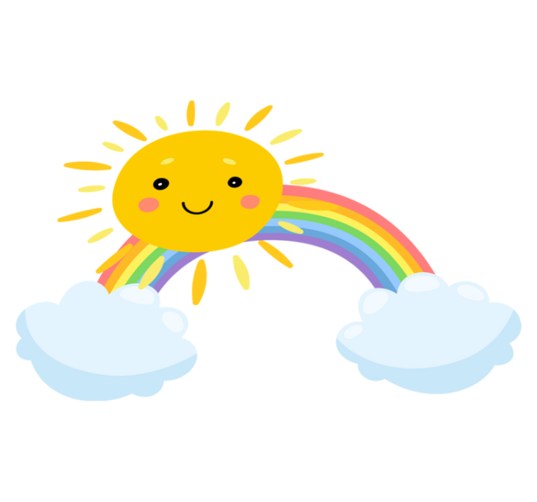 乙烯基地毯 儿童 天空卡通太阳和彩虹 - TenStickers