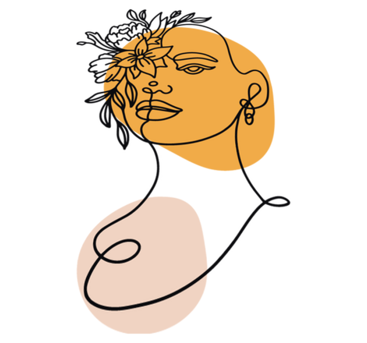 卧室乙烯基地毯展现简约女性肖像 - TenStickers