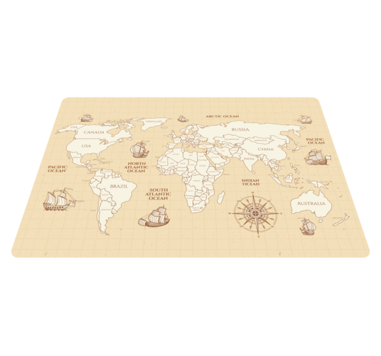 乙烯基地毯古老世界地图带国家 - TenStickers