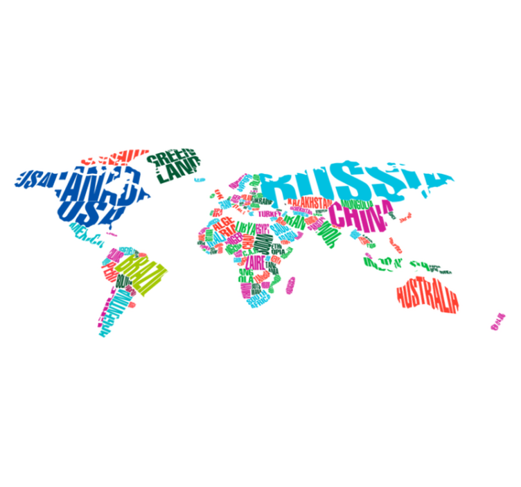 乙烯基地毯，五彩缤纷的国家名称 - TenStickers