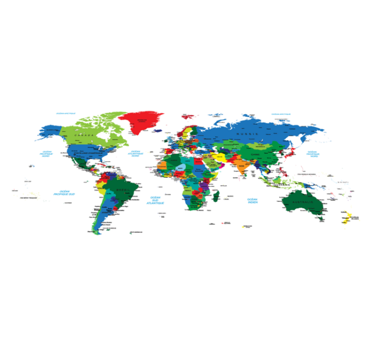乙烯基地毯 法语世界地图色彩图 - TenStickers