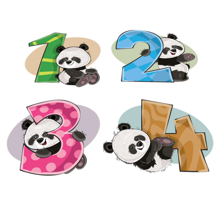 乙烯基地毯 儿童 4只熊猫 - TenStickers