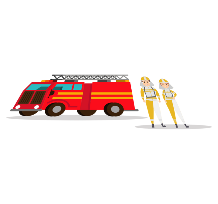 乙烯基地毯 儿童 消防员男女汽车 - TenStickers