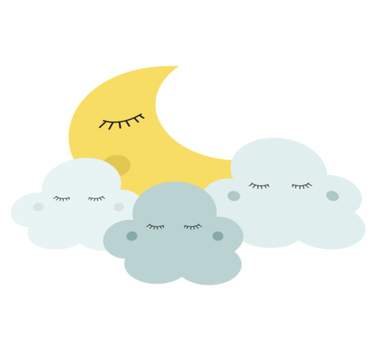 乙烯基地毯 儿童 快乐的月亮与云朵睡眠 - TenStickers