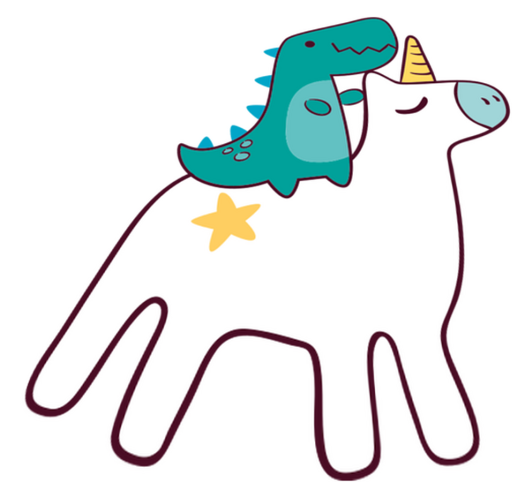 乙烯基地毯 儿童 独角兽与恐龙卡通设计 - TenStickers