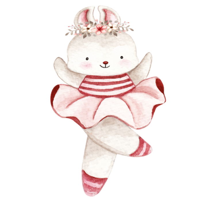 乙烯基地毯 儿童 玫瑰中的兔子芭蕾舞者 - TenStickers