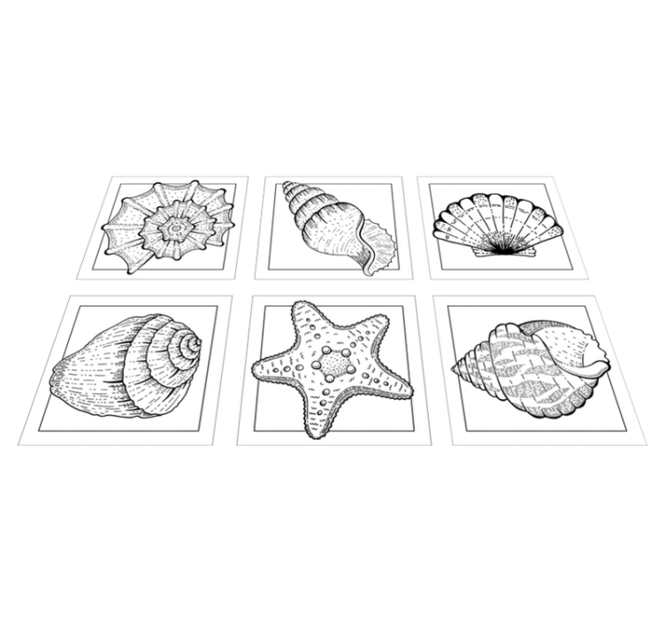 乙烯基地毯浴室海洋生物与贝壳瓷砖 - TenStickers