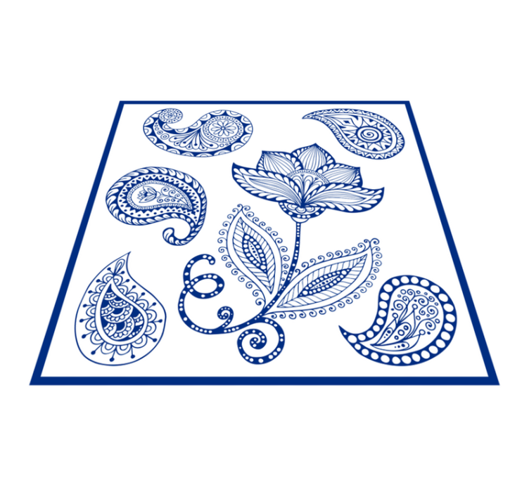 乙烯基厨房地毯与佩斯利花卉图案 - TenStickers
