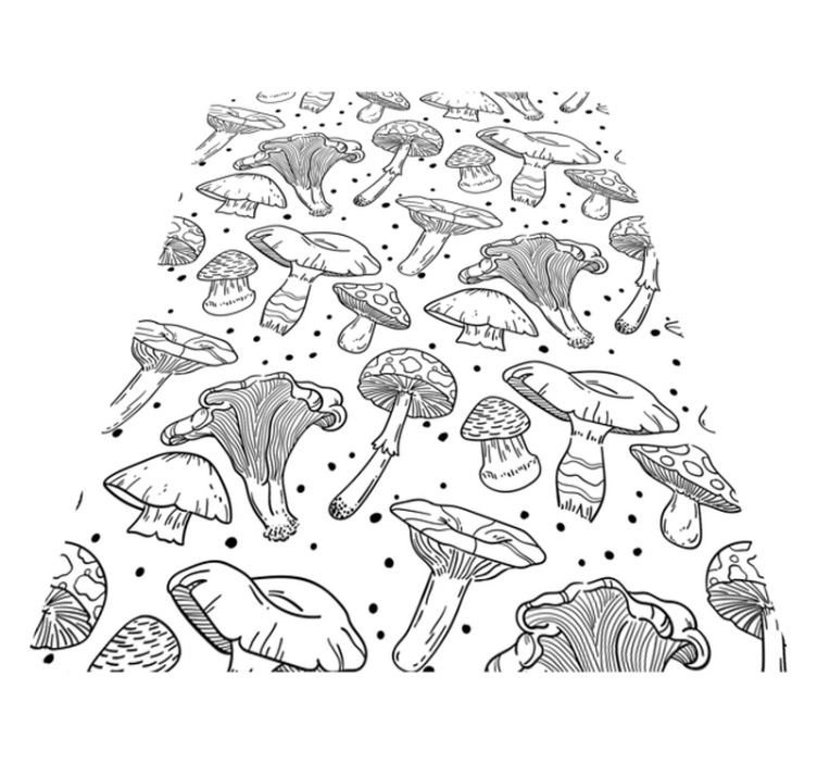 乙烯基厨房地毯单色手绘蘑菇图案 - TenStickers