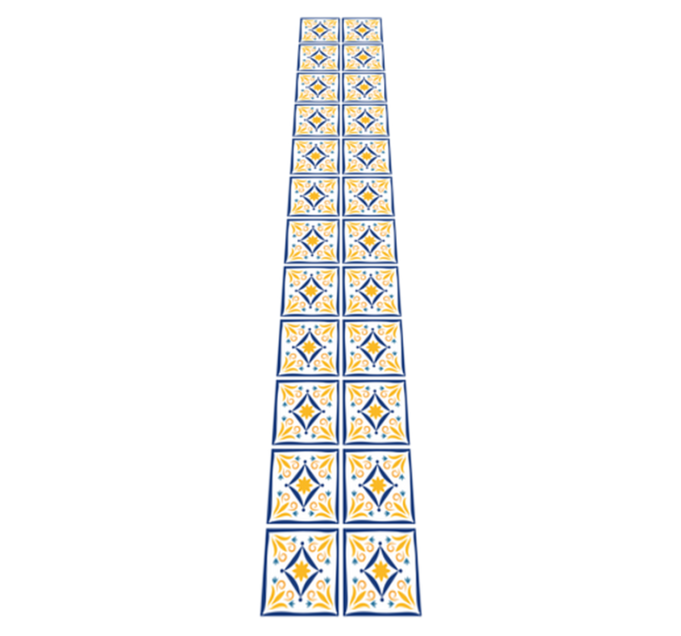 乙烯基厨房地毯蓝色与黄色典型葡萄牙瓷砖 - TenStickers