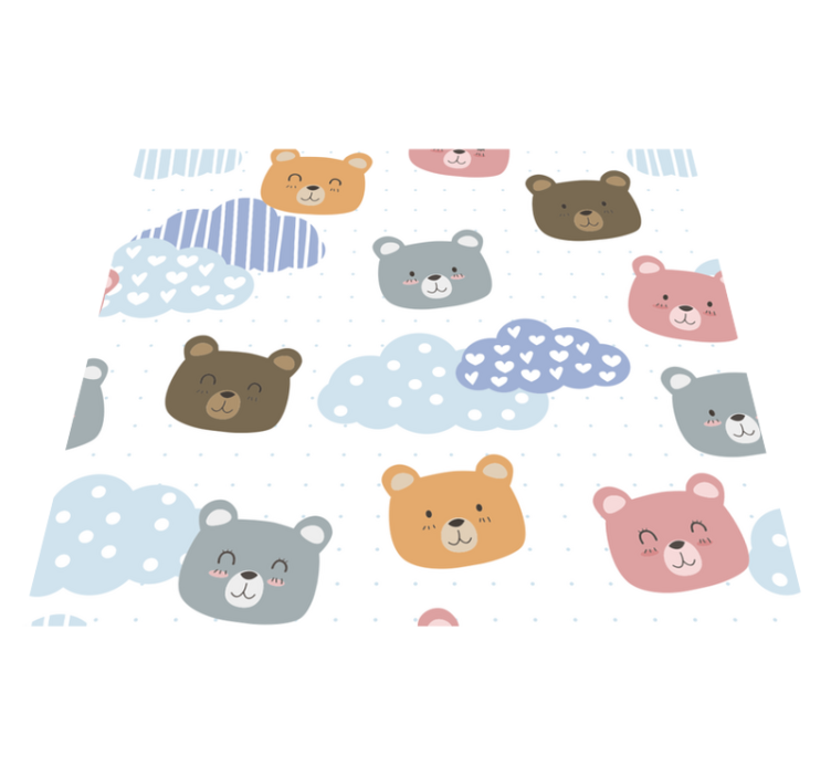 卧室乙烯基地毯简约熊笑容白色背景 - TenStickers