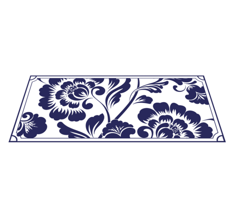 乙烯基花草地毯海军蓝花卉图案 - TenStickers