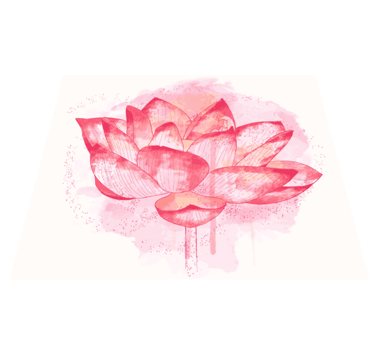 莲花圆形水彩花卉地毯 - TenStickers