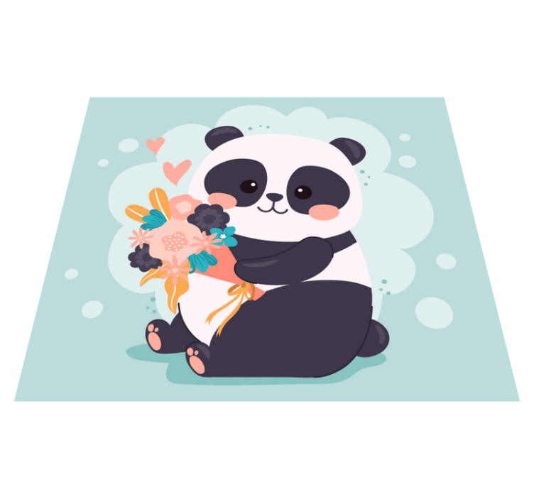 乙烯基地毯 儿童 花丛中的熊猫 - TenStickers
