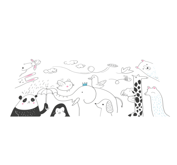 乙烯基地毯托儿所简约动物朋友 - TenStickers