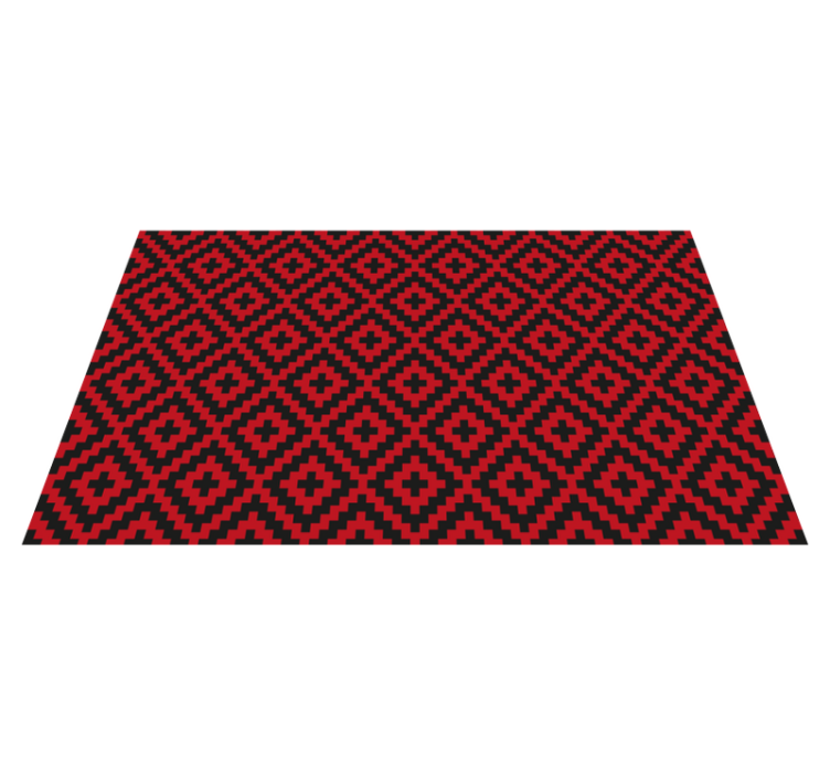 乙烯基地毯饭厅红色几何图案 - TenStickers