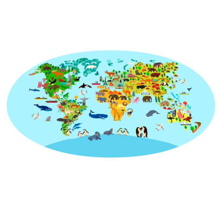 乙烯基地毯 生物世界地图 - TenStickers