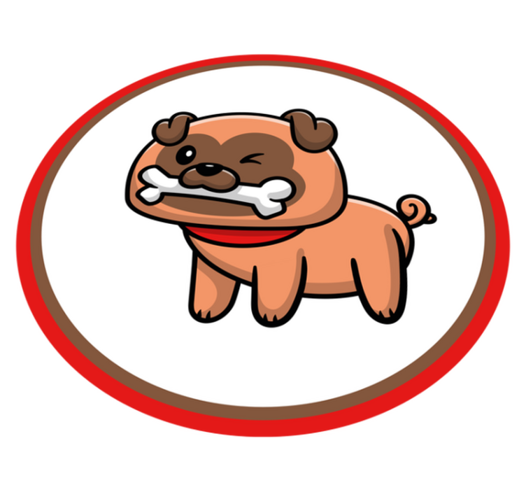 乙烯基地毯动物斗牛犬与骨头 - TenStickers