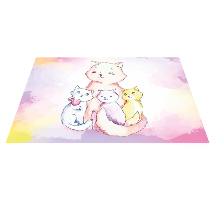 乙烯基地毯托儿所可爱猫咪家庭 - TenStickers