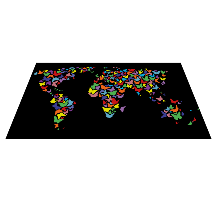 乙烯基地毯色彩斑斓的蝴蝶地图 - TenStickers