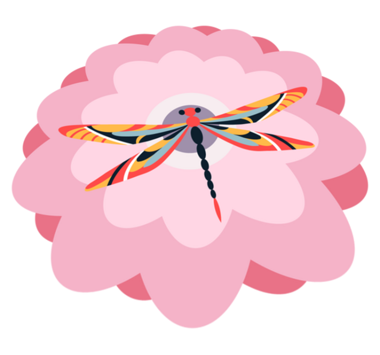 乙烯基花草地毯色彩斑斓的蜻蜓中心装饰 - TenStickers