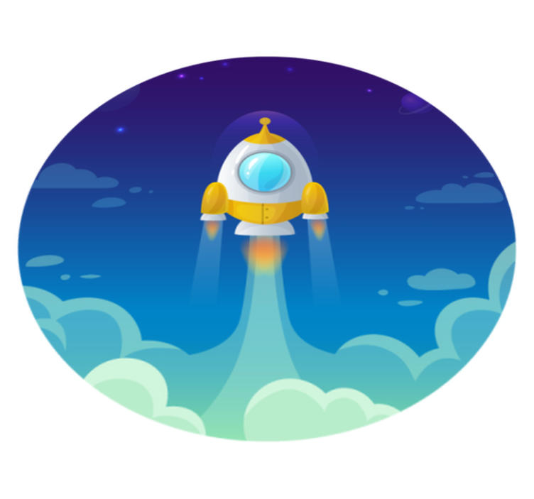 乙烯基地毯星星火箭发射场景 - TenStickers