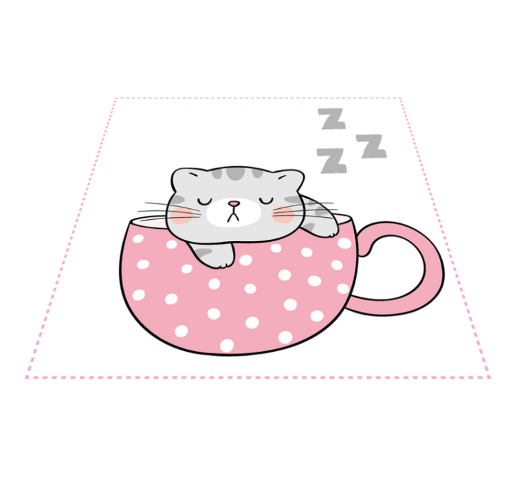 乙烯基地毯 儿童 睡猫杯 - TenStickers