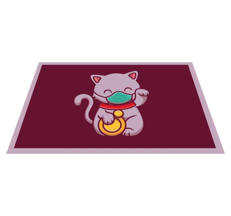 乙烯基地毯动物戴口罩的猫 - TenStickers