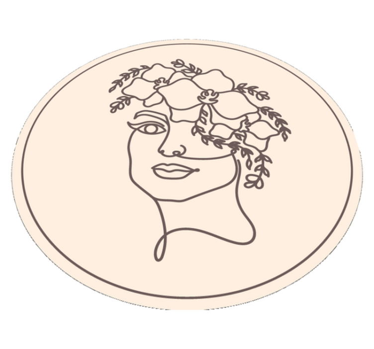 圆形乙烯基地毯植物素描插图 - TenStickers