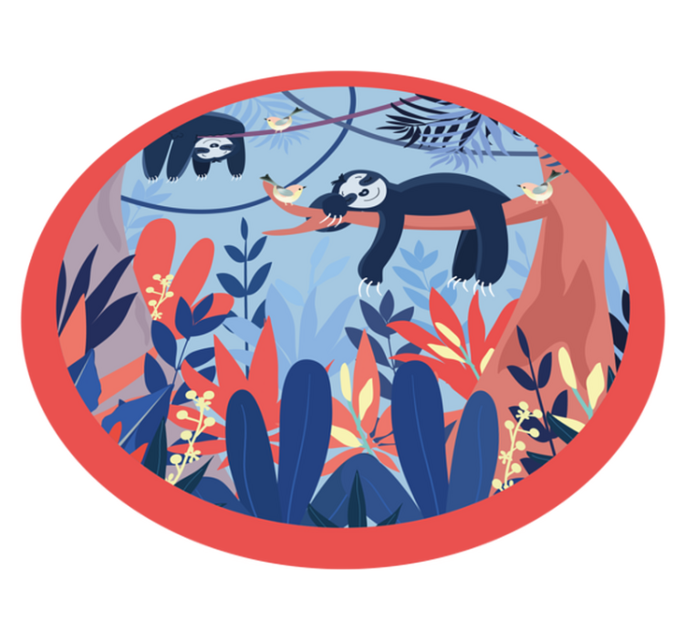 乙烯基地毯动物印花树懒丛林场景 - TenStickers