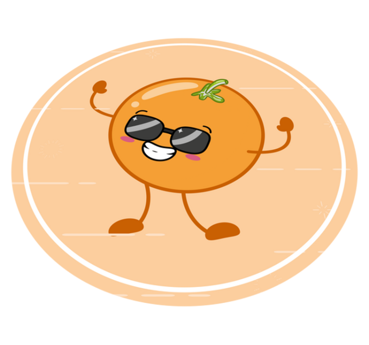 圆形乙烯基地毯快乐橙色角色 - TenStickers