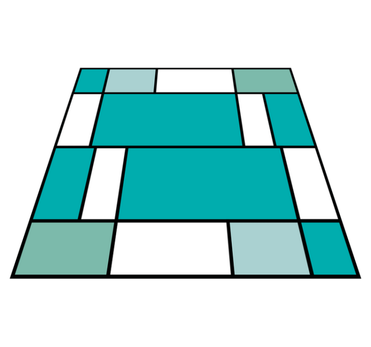 乙烯基地毯几何 蓝色蒙德里安瓷砖 - TenStickers