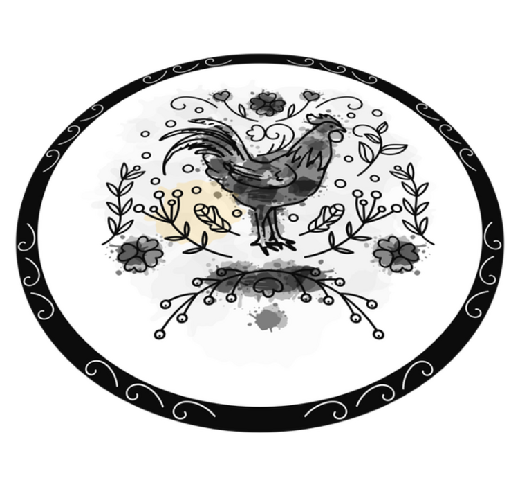 乙烯基地毯动物 黑公鸡素描 - TenStickers