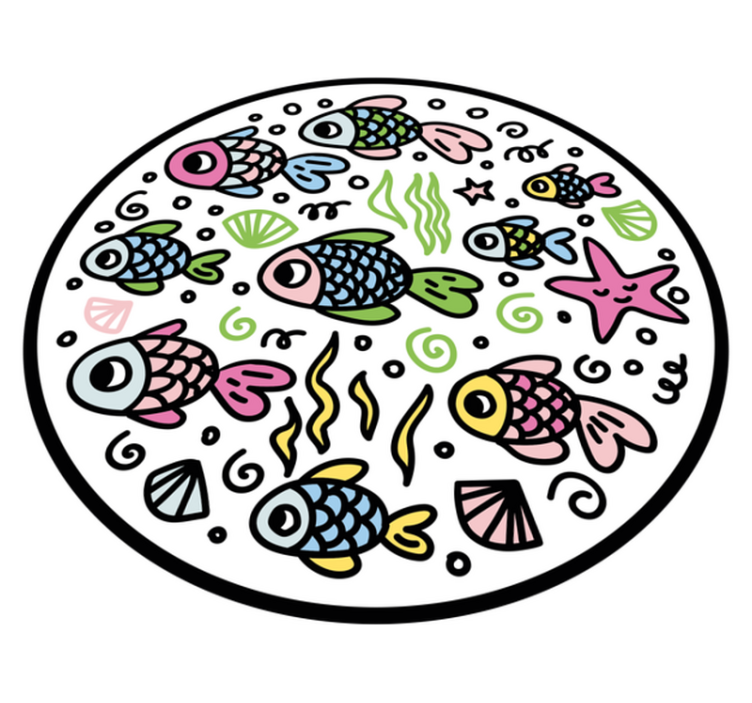 乙烯基地毯动物色彩斑斓的鱼图案 - TenStickers