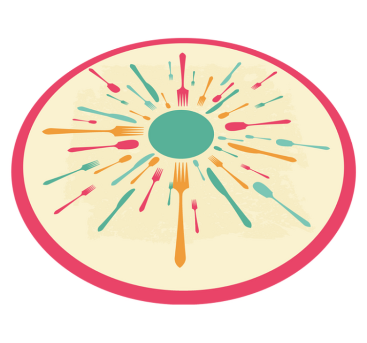 乙烯基厨房地毯色彩斑斓的餐具爆发 - TenStickers