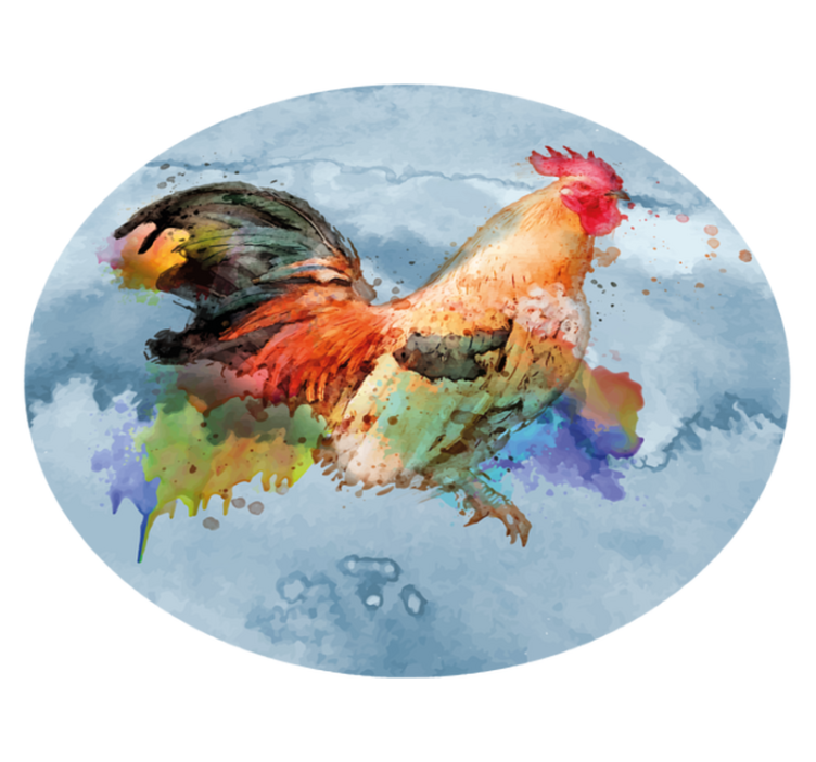 乙烯基地毯动物印花彩色公鸡飞溅 - TenStickers