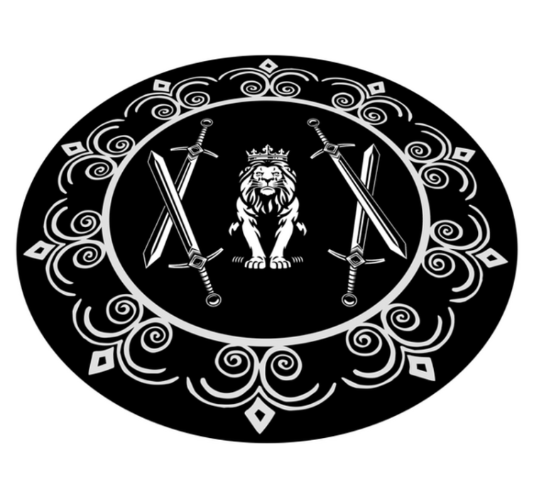 圆形乙烯基地毯 威武雄壮的狮子徽章 - TenStickers