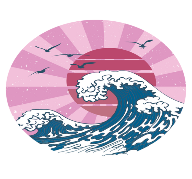 乙烯基地毯几何神奈川粉色波浪 - TenStickers