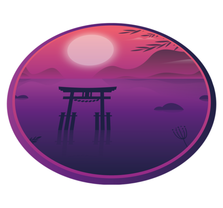 圆形乙烯基地毯宁静日落场景 - TenStickers