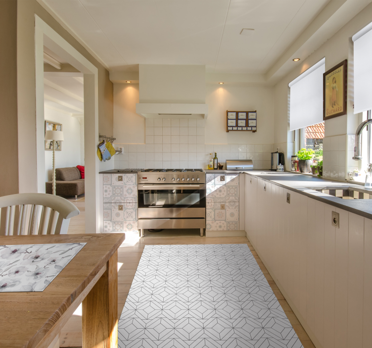 乙烯基地毯几何白色图案 - TenStickers