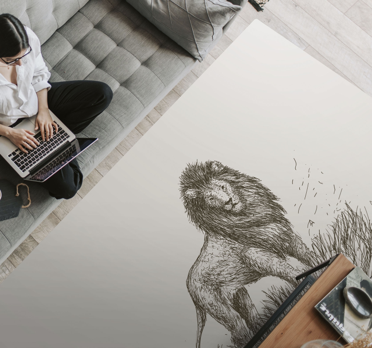 乙烯基地毯动物雄狮的壮丽倒影 - TenStickers