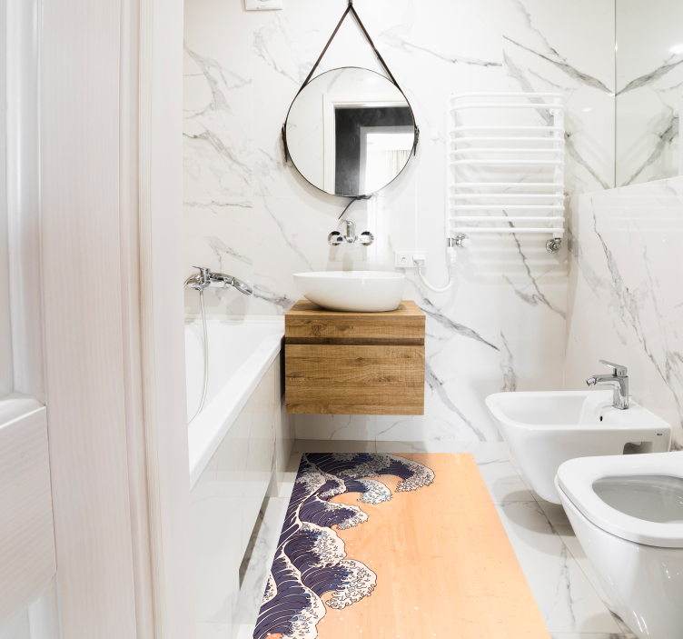 乙烯基地毯浴室 海洋波浪图案 - TenStickers