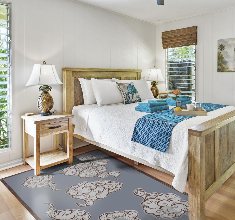 卧室乙烯基地毯 华丽的云朵图案 - TenStickers