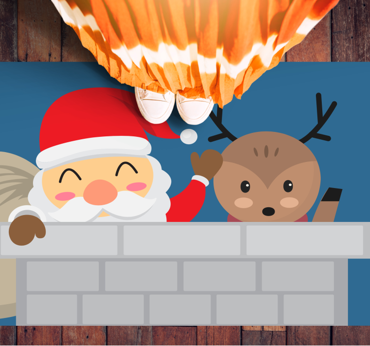 乙烯基地毯圣诞快乐圣诞老人场景 - TenStickers