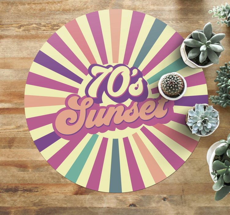 乙烯基地毯与短语 70 年代日落氛围 - TenStickers