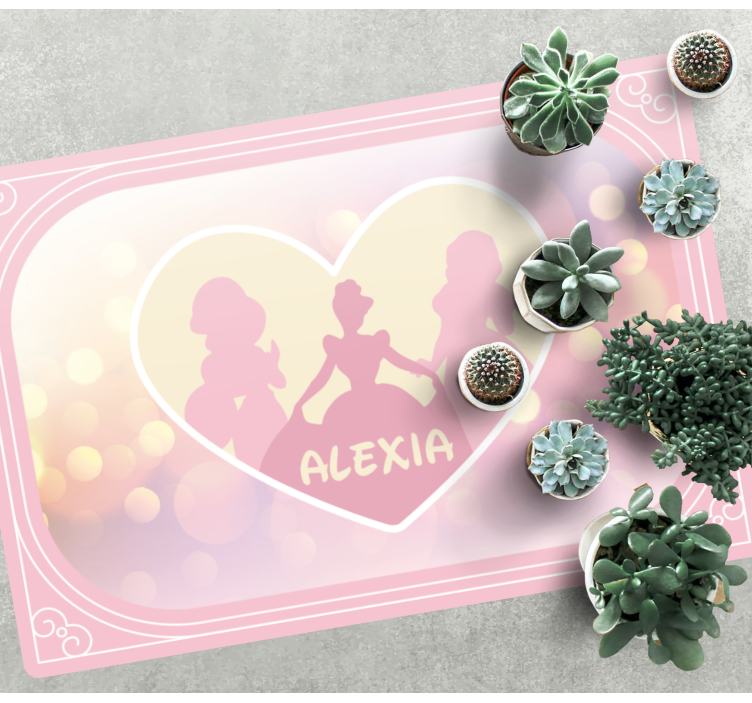 乙烯基地毯名称公主剪影心形 - TenStickers